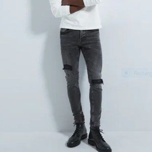 Zara Ripped Skinny Jeans, Grey